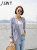 imCharms Slim Striped One-Button Suit Jacket Female 2023 Literary Cotton And Linen Retro Simple Casual Small Suit