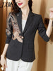 imCharms Small Suit Jacket Women's Autumn 2023 Design Elegant Temperament Retro Plaid Embroidery Slim Casual Suit Top