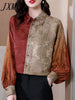 imCharms Spring And Autumn And Elegant Temperament Jacquard Shirt Women's 2023 Retro Extravagant Color Matching Top