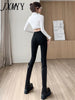 imCharms Spring And Autumn High Waist And Thin Breasted Pencil Pants Women's Casual Black Elastic Slim Pencil Pants