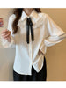 imCharms Spring And Autumn Long-Sleeved Tops College Style Ruffles Sweet Chic And Elegant Temperament Thin Shirt Women