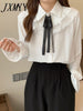 imCharms Spring And Autumn Long-Sleeved Tops College Style Ruffles Sweet Chic And Elegant Temperament Thin Shirt Women