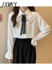 imCharms Spring And Autumn Long-Sleeved Tops College Style Ruffles Sweet Chic And Elegant Temperament Thin Shirt Women