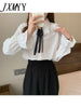 imCharms Spring And Autumn Long-Sleeved Tops College Style Ruffles Sweet Chic And Elegant Temperament Thin Shirt Women