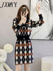 imCharms Spring And Autumn Long-Sleeved Doll Collar Ruffled Knitted Elegant Temperament Sweater Skirt Two-Piece Set