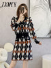 imCharms Spring And Autumn Long-Sleeved Doll Collar Ruffled Knitted Elegant Temperament Sweater Skirt Two-Piece Set