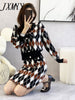 imCharms Spring And Autumn Long-Sleeved Doll Collar Ruffled Knitted Elegant Temperament Sweater Skirt Two-Piece Set