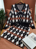 imCharms Spring And Autumn Long-Sleeved Doll Collar Ruffled Knitted Elegant Temperament Sweater Skirt Two-Piece Set