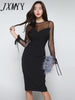 imCharms Spring And Autumn Sexy Mesh Stitching 2023 Autumn Women's Elegant Temperament Dress
