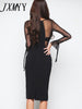 imCharms Spring And Autumn Sexy Mesh Stitching 2023 Autumn Women's Elegant Temperament Dress