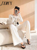 imCharms Spring And Autumn Knitted Tops Wide-Leg Pants Two-Piece Suits Ladies' Elegant Temperament Women's Suits