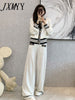 imCharms Spring And Autumn Suits 2023 Women's Elegant Temperament Wide-Leg Pants Knitted Two-Piece Set