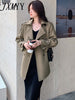 imCharms Spring And Autumn Korean Version Lapel Retro Style Chic Elegant Temperament Mid-Length Trench Coat Women's Clothing
