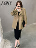 imCharms Spring And Autumn Korean Version Lapel Retro Style Chic Elegant Temperament Mid-Length Trench Coat Women's Clothing