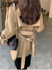imCharms Spring And Autumn Korean Version Lapel Retro Style Chic Elegant Temperament Mid-Length Trench Coat Women's Clothing