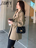 imCharms Spring And Autumn Korean Version Lapel Retro Style Chic Elegant Temperament Mid-Length Trench Coat Women's Clothing