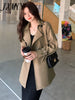 imCharms Spring And Autumn Korean Version Lapel Retro Style Chic Elegant Temperament Mid-Length Trench Coat Women's Clothing