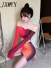 imCharms Spring And Autumn Tie-Dyed Long Sleeve Jacket Wrinkled Skirt Two-Piece Sexy Temperament Women's Suit