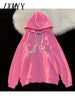 imCharms Spring Autumn 2023 Casual Simple Polyester Fiber Thin Loose Sweater Women's Hooded Foam Print Double Layer Hat