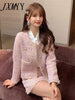 imCharms Spring and Autumn Gentle Pink Ladies French Small Fragrance Elegant Temperament Women's Suit