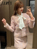 imCharms Spring and Autumn Gentle Pink Ladies French Small Fragrance Elegant Temperament Women's Suit