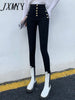 imCharms Spring and Autumn Versatile High Waist Thin Pencil Pants Women's Casual Black Stretch Slim Leggings