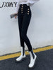 imCharms Spring and Autumn Versatile High Waist Thin Pencil Pants Women's Casual Black Stretch Slim Leggings