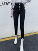 imCharms Spring and Autumn Versatile High Waist Thin Pencil Pants Women's Casual Black Stretch Slim Leggings