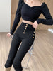 imCharms Spring and Autumn Products High Waist Thin Breasted Women's Versatile Casual Stretch Slim Pencil Pants