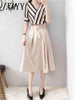 imCharms Striped Dress Two-Piece Women's Summer Mid-Length Temperament Half-Length Slim Casual High-Waist Skirt