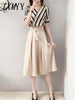 imCharms Striped Dress Two-Piece Women's Summer Mid-Length Temperament Half-Length Slim Casual High-Waist Skirt