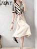 imCharms Striped Dress Two-Piece Women's Summer Mid-Length Temperament Half-Length Slim Casual High-Waist Skirt