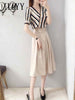 imCharms Striped Dress Two-Piece Women's Summer Mid-Length Temperament Half-Length Slim Casual High-Waist Skirt