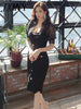 imCharms Summer Dress Korean Style Ladies Elegant Temperament Slim Mid-Length Stitching Lace Sexy Package Hip Dress Women