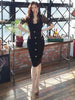 imCharms Summer Dress Korean Style Ladies Elegant Temperament Slim Mid-Length Stitching Lace Sexy Package Hip Dress Women