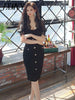 imCharms Summer Dress Korean Style Ladies Elegant Temperament Slim Mid-Length Stitching Lace Sexy Package Hip Dress Women