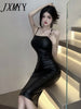 imCharms Summer Product Large Open Back Mid-Length Leather Slim Fit Hip Dress Elegant Temperament Dress Female