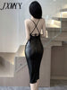 imCharms Summer Product Large Open Back Mid-Length Leather Slim Fit Hip Dress Elegant Temperament Dress Female