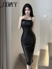 imCharms Summer Product Large Open Back Mid-Length Leather Slim Fit Hip Dress Elegant Temperament Dress Female