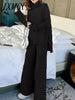 imCharms Sweater Set Women Tracksuit Spring Autumn Knitted Suits 2 Piece Set Warm Turtleneck Sweater Pullovers Wide Legs Pants