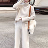 imCharms Sweater Set Women Tracksuit Spring Autumn Knitted Suits 2 Piece Set Warm Turtleneck Sweater Pullovers Wide Legs Pants