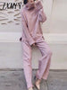 imCharms Sweater Set Women Tracksuit Spring Autumn Knitted Suits 2 Piece Set Warm Turtleneck Sweater Pullovers Wide Legs Pants