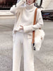 imCharms Sweater Set Women Tracksuit Spring Autumn Knitted Suits 2 Piece Set Warm Turtleneck Sweater Pullovers Wide Legs Pants