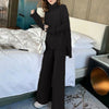 imCharms Sweater Set Women Tracksuit Spring Autumn Knitted Suits 2 Piece Set Warm Turtleneck Sweater Pullovers Wide Legs Pants