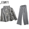 imCharms Temperament Knitted Suit 2023 Autumn And Winter Loose Sweater + Wide-Leg Pants Two-Piece Women's Clothing