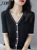 imCharms Thin Knitted Cardigan Women's Loose And Thin Elegant Temperament V-Neck Top Summer Dress 2023 All-Match Coat