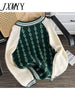 imCharms Vintage Retro Diamond Sweater Jacket Women's Spring And Autumn 2023 Grid Design Sense Niche Baseball Clothing Ins Tide