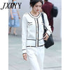 imCharms White Knitted Suit Ladies 2023 Autumn Women's Long-Sleeved Cardigan Top + Two-Piece Casual Pants