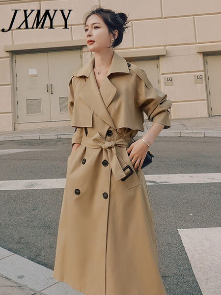 imCharms Windbreaker Women's Mid-Length 2023 Autumn And Wwinter Elegant Temperament Is Thin And Stitched British Style Coat