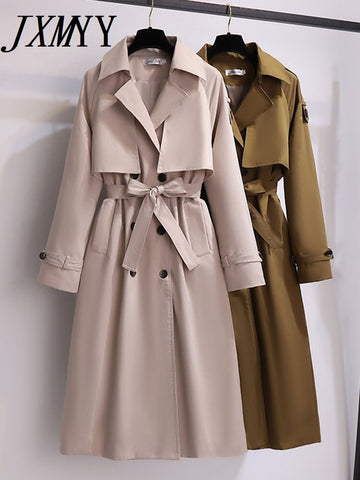 imCharms Windbreaker Women's Mid-Length Autumn And Winter Loose And Thin Temperament Large Size Casual Waist Coat